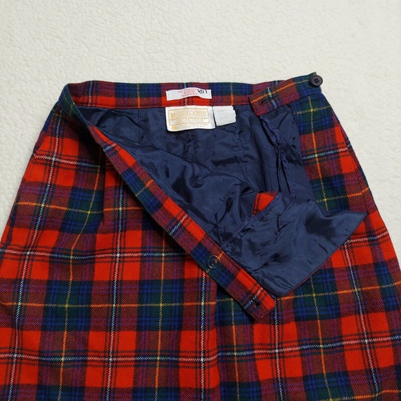 Vintage Pendleton Plaid Wool Skirt Sz 8 26 W Authentic Boyd Tartan Red Made USA - Picture 3 of 10